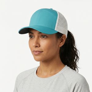 Casquette de baseball personnalisée à logo bicolore en maille respirante, casquette de camionneur ventilée et légère pour les sports de plein air en été - Product Image 2