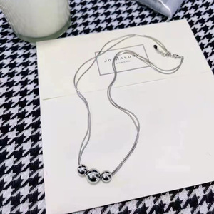 S925 <b>Silver</b> Ball Necklace Women's 405cm Chain Length Everyday Wear Minimalist Style Fine <b>Choker</b> - Product Image 3