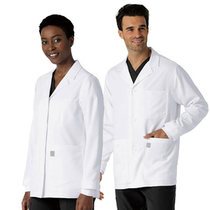 Uniformes d'hôpital médical blanc élevé tissé à manches longues manteau de médecin infirmière blouse de laboratoire respirant doux Spandex Service de couture - Product Image 3