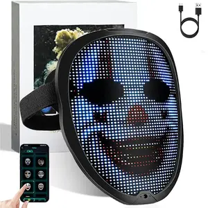 LED Rechargeable Mask Programable Light Up Party Masks Face Halloween Mask