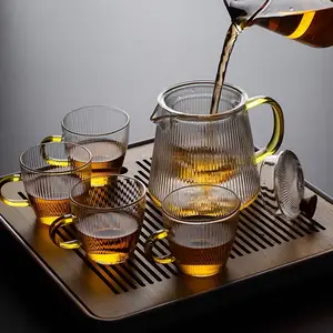 Théière en verre résistant à la chaleur, 2 pièces, avec jeu de gobelets, nouveau Design