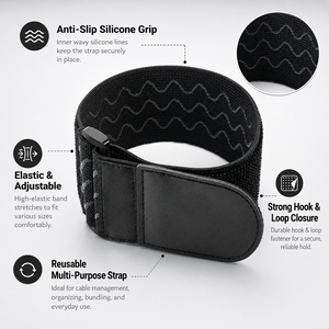 <span class=keywords><strong>Sangle</strong></span> élastique réglable en nylon avec boucle auto-agrippante double face, attache-câble élastique auto-adhésif avec boucle pour batterie - Product Image 1