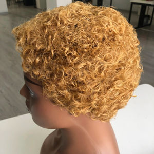 Vente en gros afro-américaine courte perruque bouclée Pixie perruques fabriquées <span class=keywords><strong>à</strong></span> la machine pour les femmes noires vente - Product Image 1
