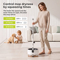 Système de nettoyage de sols Homettler Transparent Mops, balai microfibre rotatif et seau, kit de balai à poignée rétractable