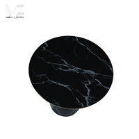 Tables basses de luxe, meubles de salon nordiques, table d'appoint ronde moderne en métal noir et verre doré