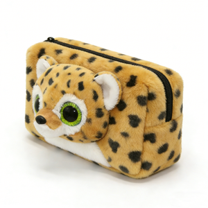 Étui à crayons personnalisé en peluche guépard avec fermeture éclair, rembourrage en coton PP pour Halloween, unisexe, 0-24 mois, 11CM-30CM, en peluche - Product Image 2