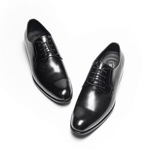 Men's <b>Shoes</b>-Business Formal Casual Lace-Up Breathable Waterproof <b>Height</b> <b>Increasing</b> Smooth-Textured Hand-Rubbed Derby <b>Shoes</b> - Product Image 3