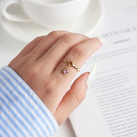 Fijne Sieraden Ring Verguld Valentijnsdag Cadeau Vrouwen 925 Zilver Roze Loveheart Hanger Ring Verstelbaar
