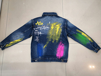 Logo personnalisé Usine Graffiti Rue Vintage Denim Tissus Veste Denim Personnalisée Hommes Vestes