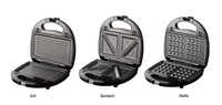Machine à sandwich multifonction Presse à panini Grill Gaufrier 3 en 1 Revêtement antiadhésif détachable avec voyants lumineux