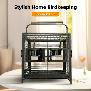 Foldable Iron Bird <strong>Cage</strong> Travel Carrier Portable Lightweight Easy to Assemble Simple Design for Parrots Budgies Lovebirds - Product Image 2