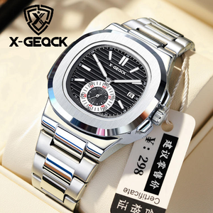 <span class=keywords><strong>Montre</strong></span> de <span class=keywords><strong>luxe</strong></span> pour <span class=keywords><strong>homme</strong></span> en acier inoxydable, étanche, avec calendrier simple, affichage de la date et lumière nocturne - Product Image 1