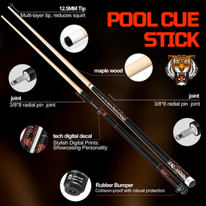 Tacos de billar O'min <span class=keywords><strong>Spider</strong></span> and Roar American Billiards, con eje de arce canadiense y punta de 12.5 mm, ideales para clubes, bares y uso doméstico. - Product Image 5