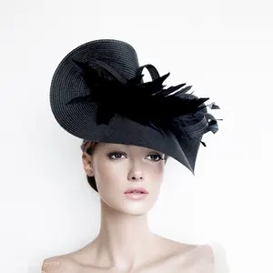 Hot Sale Fascinators Chapéus Moda Palha Derby Hat Wedding Theme Party Hat Beanie Millinery para mulheres senhoras