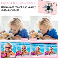 Cámara Digital 4K FHD Compacta de 48MP con Zoom Digital 18X, Cámara de Vlogging Simple y Portátil para Niños, Estudiantes y Principiantes