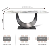Table à manger Runwood au design moderne avec base en acier inoxydable et plateau en pierre frittée pour usage domestique