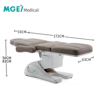 Table de massage pliable en cuir gris de haute qualité MEDIGE, lit électrique pour extensions de cils, lit facial réglable pour hôtel et chambre à coucher