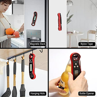 Termometer daging Digital lampu latar tahan air, untuk memasak memanggang makanan BBQ