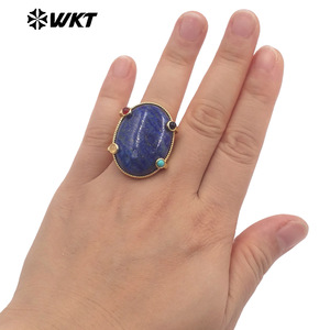 Anillo WT-R586 con Piedra Preciosa Natural, Zirconia Ovalada en Engaste de Puntas, Chapado en Oro Real de 18K para Mujer, Regalo Precioso - Product Image 5