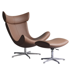 Modern Dining <strong>Chair</strong> Living Room Fiberglass Frame Lounge <strong>Chair</strong> Fabric Leather Finish Designer Furniture <strong>with</strong> <strong>Footstool</strong> - Product Image 4