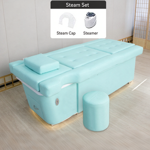 Lit de soin multifonctionnel tout-en-un pour salon de beauté, avec spa pour les pieds et lit de lavage de tête - Circulation d'eau et vapeur - Product Image 2