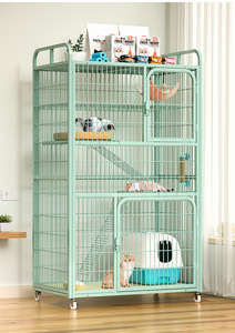 Grande cage à <span class=keywords><strong>chat</strong></span> mobile et écologique avec revêtement poudré, étagère de rangement domestique en tube carré, fermeture à bouton, motif uni, type villa - Product Image 6