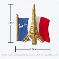 Aimants de réfrigérateur personnalisés en résine à faible MOQ, souvenirs touristiques de France, aimants Tour Eiffel pour réfrigérateur