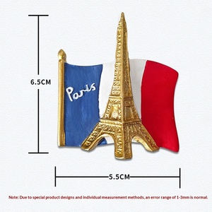 Aimants de réfrigérateur personnalisés en résine à faible MOQ, souvenirs touristiques de France, aimants Tour Eiffel pour réfrigérateur - Product Image 4