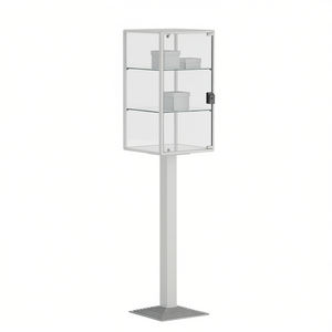 Vitrina Moderna con Marco de Aluminio, Acabado Blanco, Vidrio Templado, 43x43x194 cm, Estantes Ajustables en Altura, Puerta con Cerradura - Product Image 2