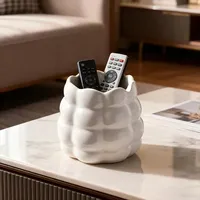 Ensemble de fourchettes à fruits en céramique style crème avec perles, décoration de table de fruits de grande valeur, tube de rangement élégant pour table basse