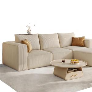 Divano Sezionale Moderno a U da 341 cm Beige con Doppia Chaise Longue, in Corduroy, Memory Foam, Seduta Profonda, Modulare, Spedizione Gratuita dagli USA - Product Image 5