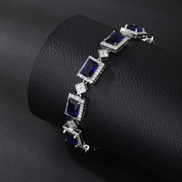 Bracelet tennis en cuivre incrusté de zircon 5A pour femme, bijoux avec pierres géométriques en CZ, accessoire de mode pour robe de soirée