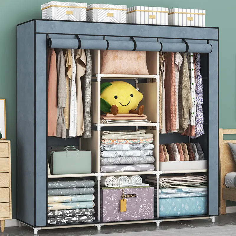 Almirah armoire design simple tissu portable vêtements garde-robe organisateur Vente en gros Armario meubles de chambre d'enfants