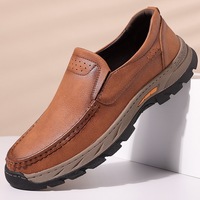 Mocasines para Hombre Listos para Enviar, Parte Superior de Microfibra, Plataforma Plana para Caminar, Suela de Goma, Forro de Gamuza de Vaca, MOQ Bajo