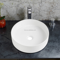 Lavabo rond en céramique blanche de style simple moderne Lavabo au-dessus du comptoir Art pour pas cher prix pour la maison Salle de bain