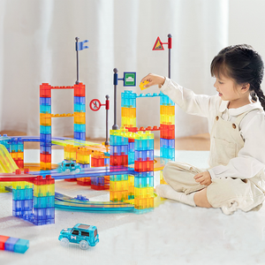 Gadget 2024 nueva llegada 384 Uds. Juguete de carrera de mármol Juguetes Baratos color pista de carreras coche luz gran bloque de construcción magnético - Product Image 1