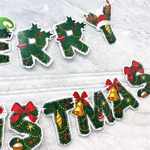 Joyeux Noël guirlande Cloche Père Noël bonhomme <span class=keywords><strong>de</strong></span> neige Elk bas bannières drapeaux bruant pour la fête <span class=keywords><strong>de</strong></span> Noël fournitures maison centre commercial pub décor - Product Image 5