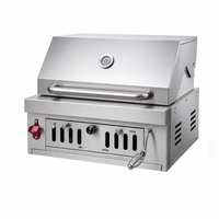 Barbecue à charbon de bois mobile autoportant en acier inoxydable 304 avec chariot et capot pour extérieur, patio, jardin et cuisine