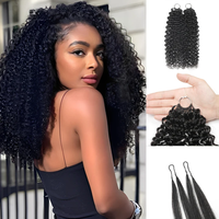 Extensions de cheveux humains Remy Kinky Straight pour crochet, nouveau style plume, pré-bouclées, sans nœuds, pour tressage Boho, en vrac, H6 Microlink
