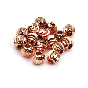 Cuentas Redondas de Calabaza Corrugadas de Oro y Plata de 14K JS1157, Cuentas de Joyería de Metal Talladas con Corte de Luna - Product Image 6