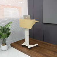 Atril Móvil con Altura Ajustable, Bandeja para Teclado y Paneles Laterales, Podio Rodante para Presentaciones en el Aula, Oficina y Hogar