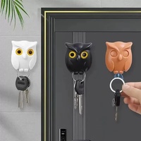 1 crochet magnétique hibou pour organisation de clés, avec fonction clignotante, mignon, sans perçage, pour rangement mural cuisine et maison