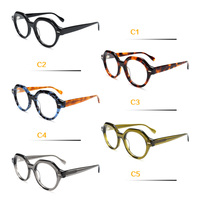 Lunettes de vue rondes de créateur, style vintage rétro, avec rivets, en acétate noir, monture de lunettes optiques en acétate de qualité supérieure, unisexe