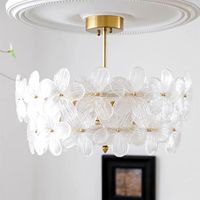 Luminaire suspendu en forme de fleur française, hauteur réglable, petit luminaire suspendu de luxe en cuivre et verre pour mariage