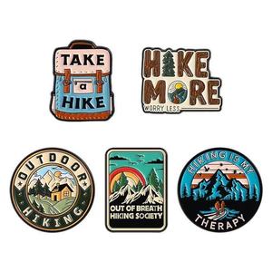 Hiking Enamel <b>Pins</b> Outdoor Adventure Metal Brooches custom design enamel <b>hat</b> <b>pins</b> - Product Image 2
