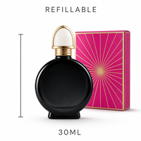Flacon de parfum rond en verre vide de 30 ml, atomiseur rechargeable violet translucide avec capuchon argenté facetté, boîte cadeau rose en gros