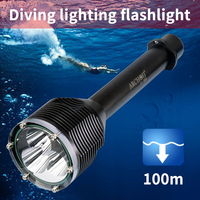 ARCHON D33 Lampe de plongée professionnelle 3000 lumens LED CREE blanc 100m étanche rechargeable lithium-ion aluminium noir pour