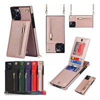 Étui de téléphone tendance en cuir PU de qualité supérieure, sacs de téléphone portable avec poches pour carte d'identité et de crédit pour iPhone, accessoires de téléphone portable
