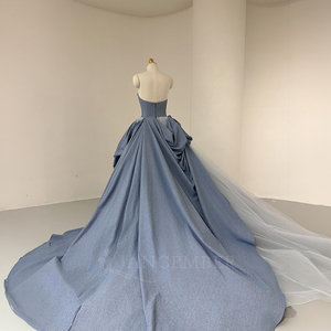 Robe de soirée élégante bleue Nt125, robe de bal avec corset et jupe en tulle superposée pour femmes Jancember - Product Image 2