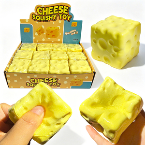 5cm/7cm PU Cheese <b>Squishy</b> Toy, Super Soft Slow Rising Squeeze Fidget Toy, Stress Relief Sensory Cheese Block Toy for Kids Adults - Product Image 1